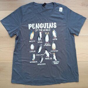 Penguins of the World - New Women's 1X Plus Size Heather Gray T-Shirt